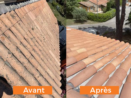Nettoyage toiture avant après