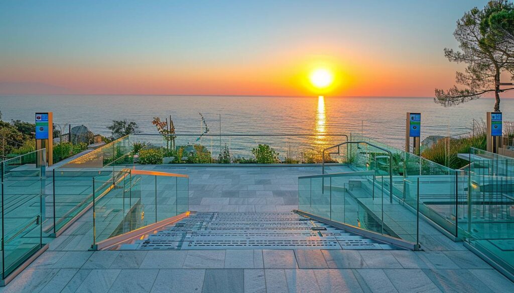 Toiture-terrasse accessible dans le Var respectant les normes de sécurité avec vue mer