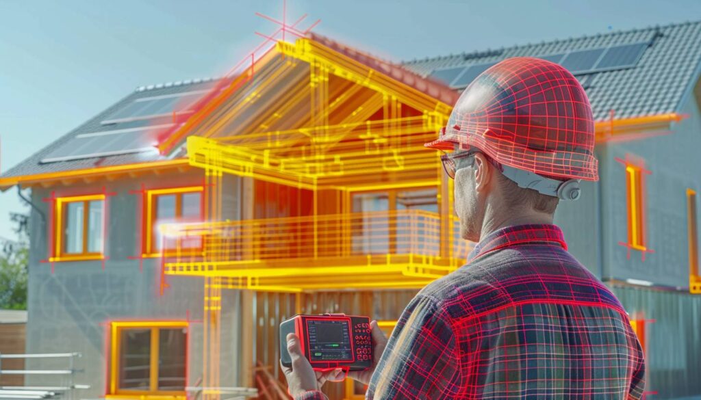 Illustration des ponts thermiques en toiture avec inspection par caméra thermique et graphique d'économies d'énergie